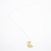 Beige Duck shaped pendant on a silver chain against a white background
