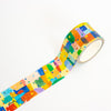 Colorful washi tape with abstract pattern on a white background