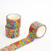 Colorful floral-patterned tape on a white background