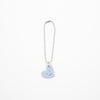Keychain with a blue heart-shaped charm on a white background