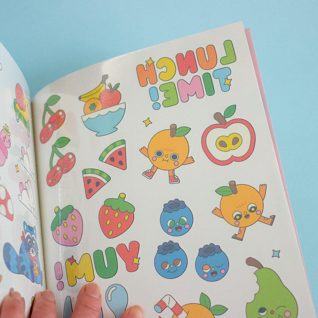 A book featuring cute cartoons on blue background