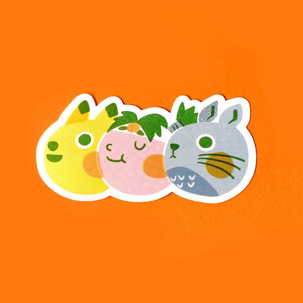 Cute illustration of cartoon characters sticker