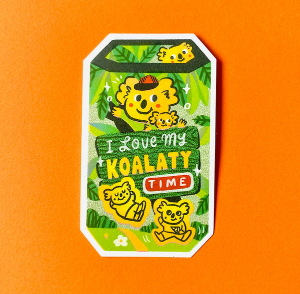 Sticker with illustration of snack box with I Love My Koalaty Time wording 