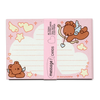 A pink pack of cute message cards featuring cartoon teddy bears, clouds, stars, and hearts, wrapped with a pink paper band labeled 'message cards'.