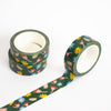 3 rolls of Meadow washi tape. Native flowers on a green background. 