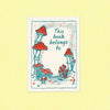 Illustrations of mushrooms on paper with words 'This book belongs to'.