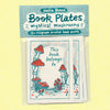 A pack of illustrated mushroom book plates with words 'This book belongs to'.