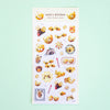 A clear sticker sheet from 'valo's kitchen' featuring cute cartoon koala bear illustrations in various poses, displayed on a light mint green background.