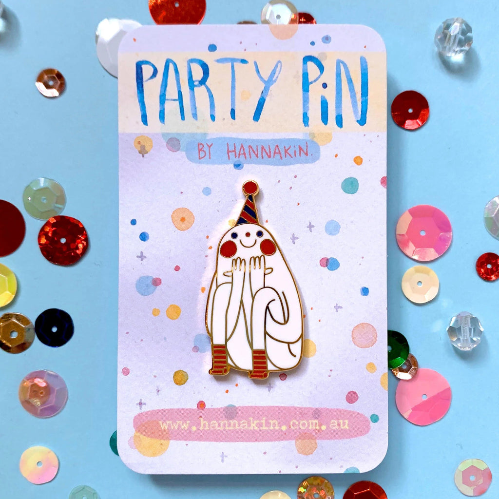 Party pin by Hannakin on a colourful card with confetti