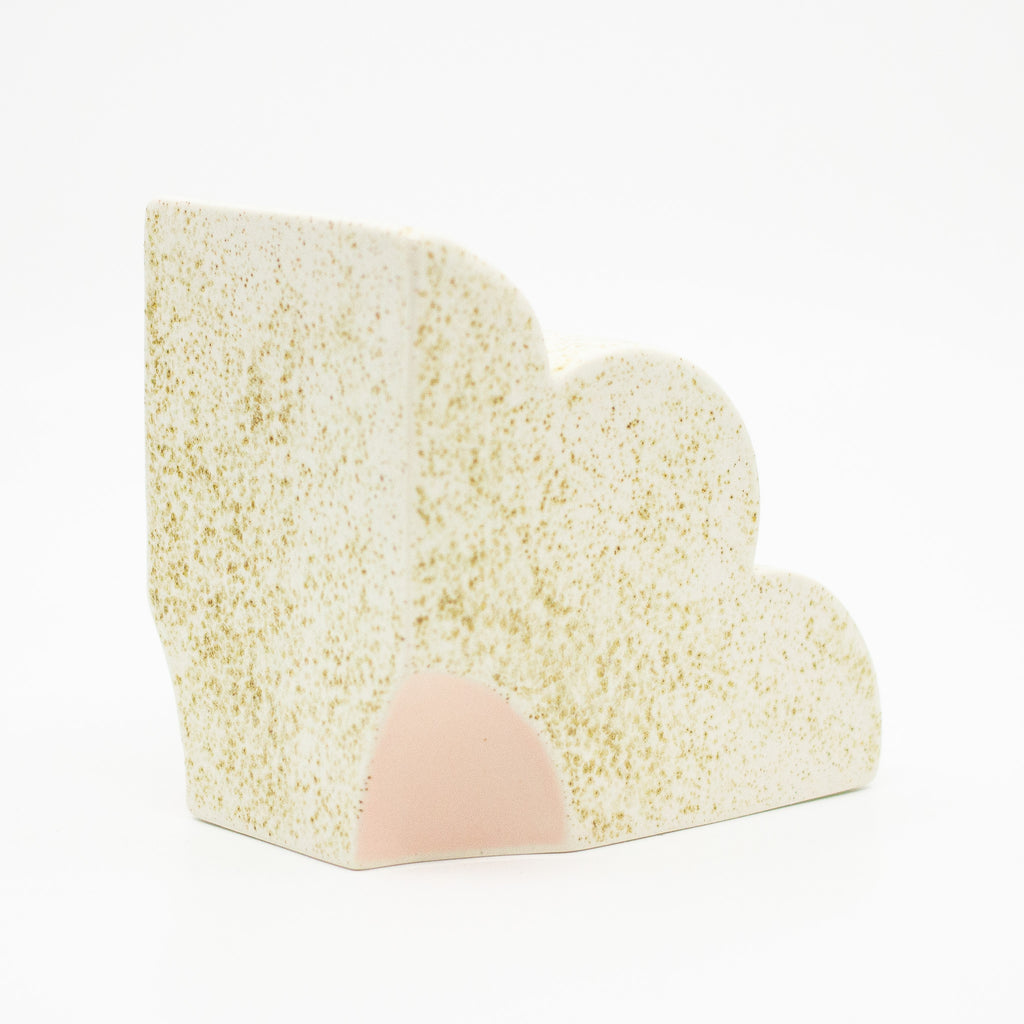 Back view of the Speckled quarter flower bookend.