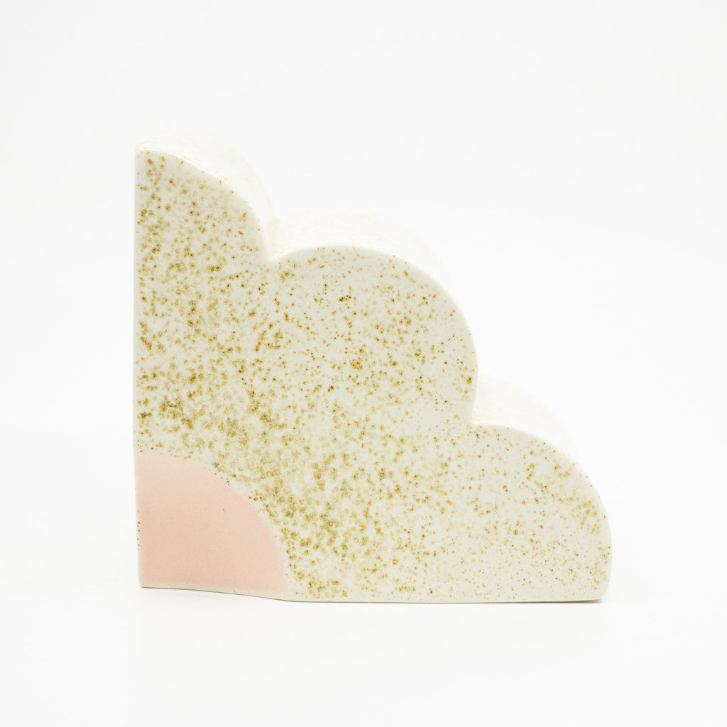Front view of the Speckled quarter flower bookend.