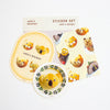 A sticker set from 'valo's kitchen' featuring cute cartoon koala bear illustrations on various shapes and patterns, displayed on a clean white background.