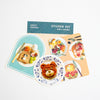 A sticker set from Valo's Kitchen featuring three breakfast-themed sticker designs: a dog toast, a bear-shaped dish, and a strawberry dessert, displayed on a white background with the packaging card behind them.