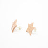 Star-shaped earrings with sterling silver studs on a white background
