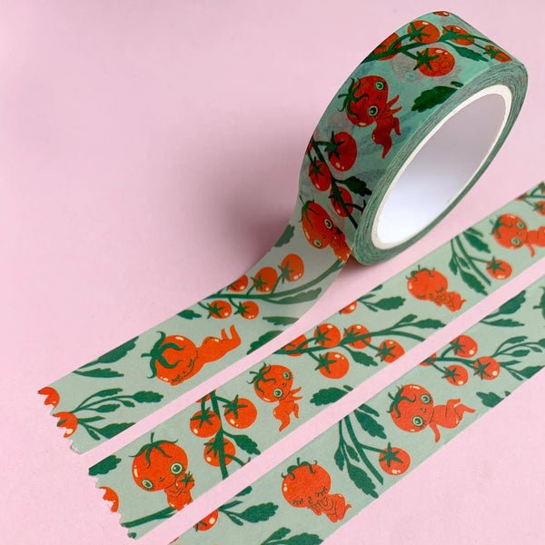 Decorative tape with tomato pattern on a pink background