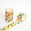 Decorative tape with colorful abstract designs on a white background