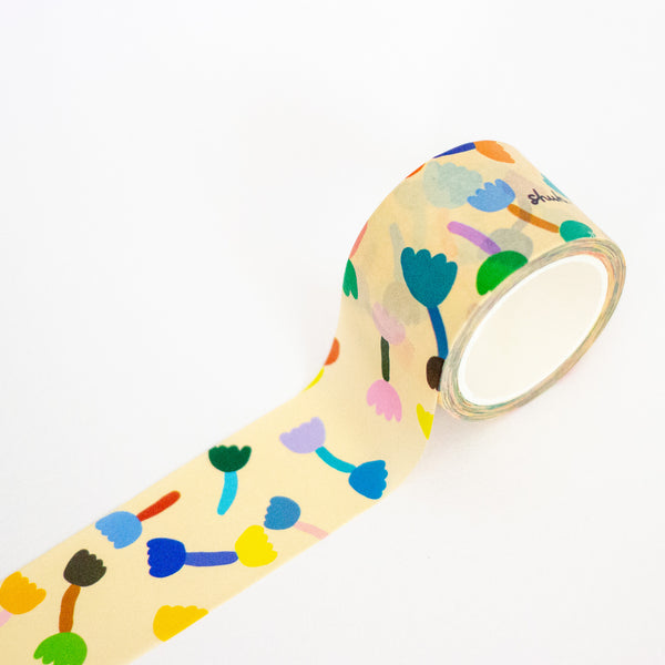 Decorative tape with colorful floral pattern on a white background
