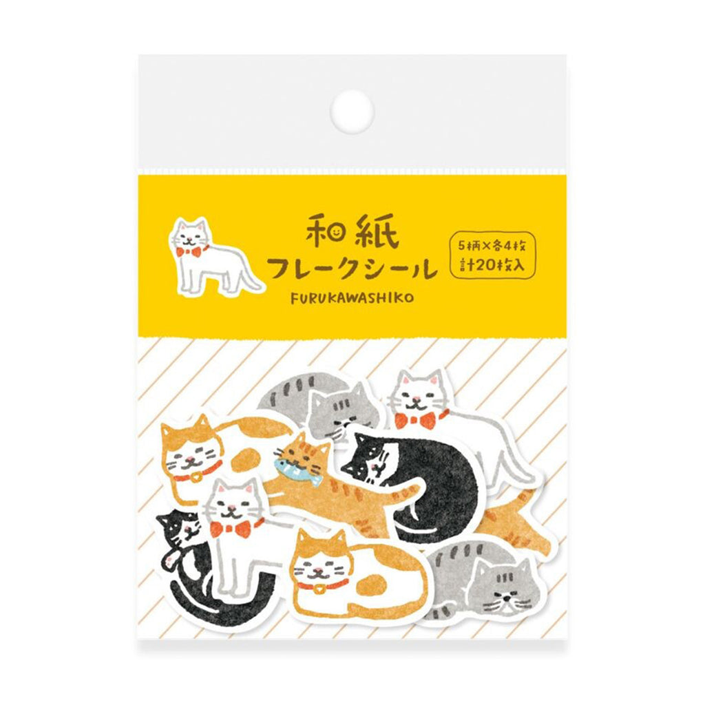 Pack of decorative stickers with cartoon cats on a white background