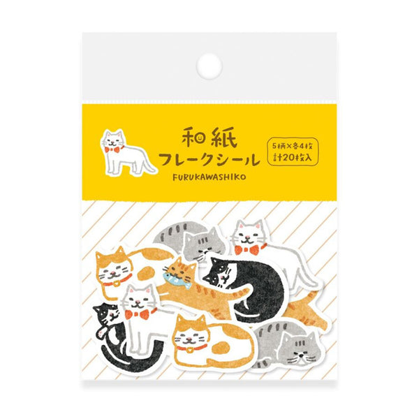 Pack of decorative stickers with cartoon cats on a white background