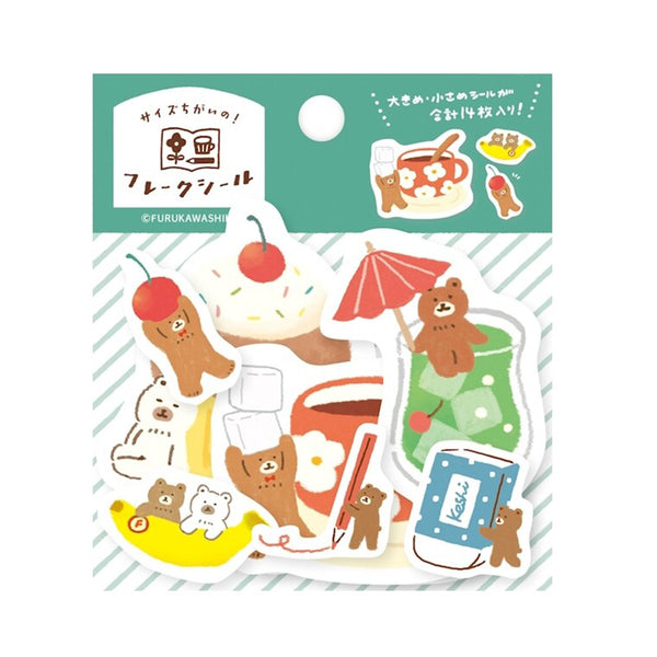 Pack of stickers with cartoon characters and items on a white background