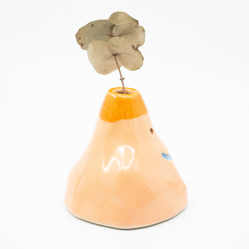 Side view of Wobbly Vase number 2 with leaf. 