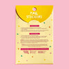 Nail stickers packaging with application instructions on a pink background