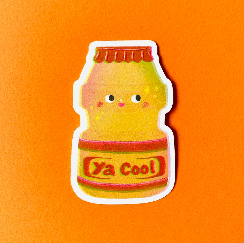 An illustration of a beverage with Ya Cool wording