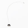Sterling silver necklace featuring a hand-painted ceramic pendant with a character face and bob hairstyle, displayed on a white background.