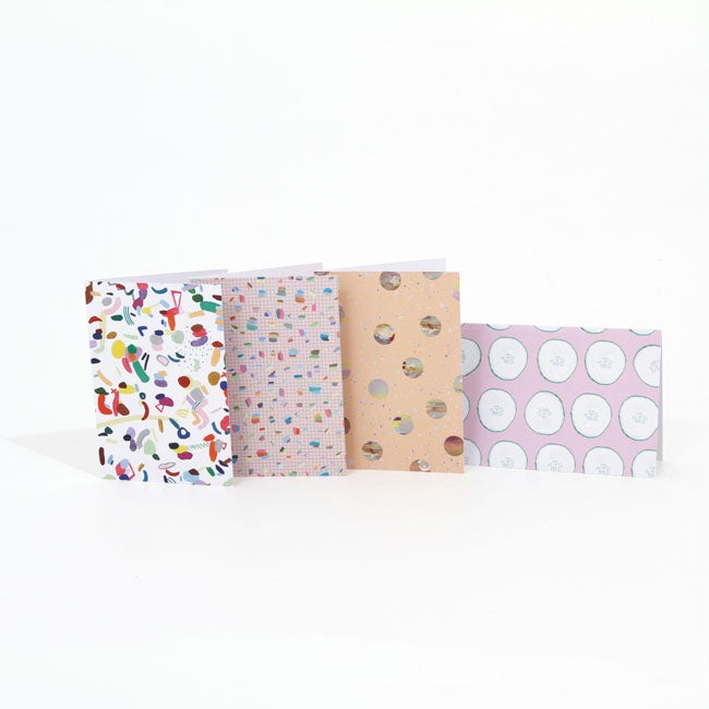 A collection of 4 cards including the Cool as a cucumber print. 