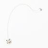 Sterling silver necklace featuring a hand-painted ceramic cat-shaped pendant with a playful expression, displayed on a white background.