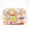 Front view of the Coral everyday bag. Bright multicoloured impressionistic undersea patterns. 