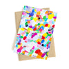 A picture of the landscape gift card and recycled paper envelope. Bright abstract colours representing a landscape