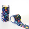 3 rolls of the Salad washi tape. Flowers and polka dots on a blue background.
