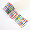 1 roll of the Wave washi tape. A plaid pattern with multicoloured wavy lines. 